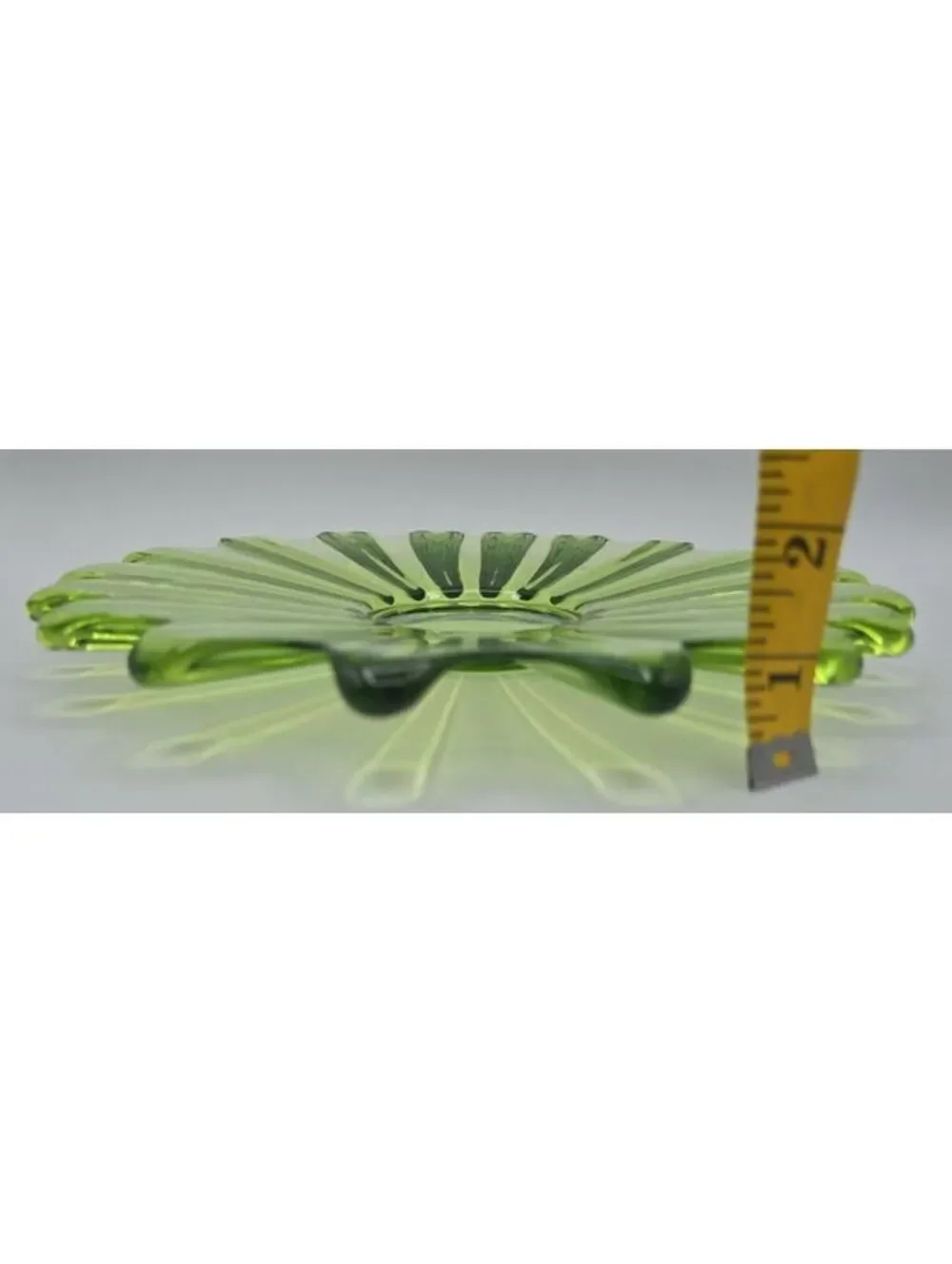 Vintage Indiana Glass Olive Green Sunburst Serving Plate 9